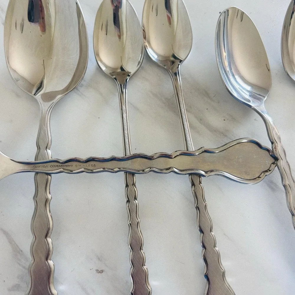 Vintage Lot Of 9 Oneida Cello Pattern Flatware Serving Pieces Satin Discontinued